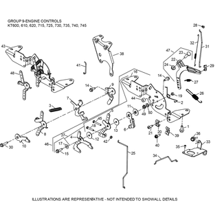 Kt725-3109 Engine Controls Diagram and Parts List for KT725-3109  Cub Cadet Lawn Tractor